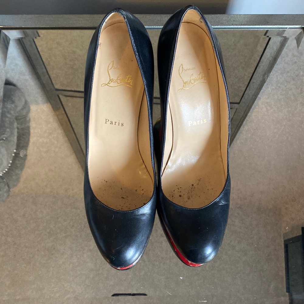 Christian Louboutin Black Leather Round Toe Pump